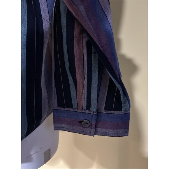 Christopher Banks Shirt Womens Colorful Striped Mandarin Collar Work Job L - Picture 8 of 9